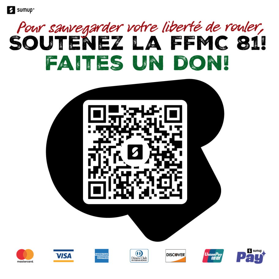 Pour sauvegarder la liberté de rouler, soutenez la FFMC 81, faites un don! Pour sauvegarder la liberté de rouler, soutenez la FFMC 81, faites un don!